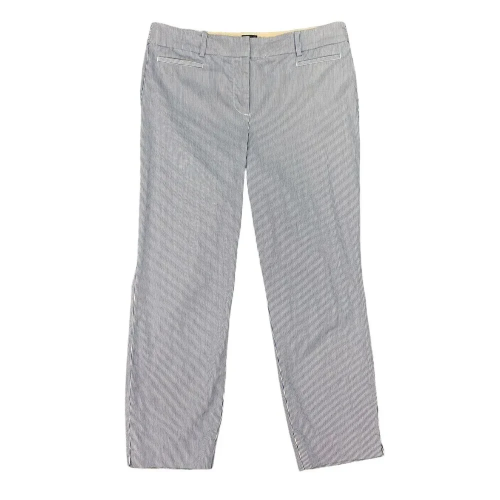 Talbots Pants Womens 8 Blue Pin Stripe The Perfect Crop Straight Leg Trousers